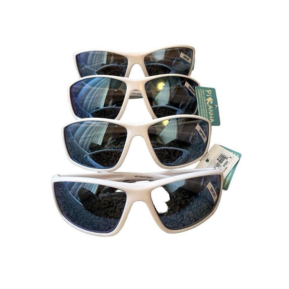 Lot of 4 Piranha Sport Sunglasses White Wrap UV Protection New with Tags
